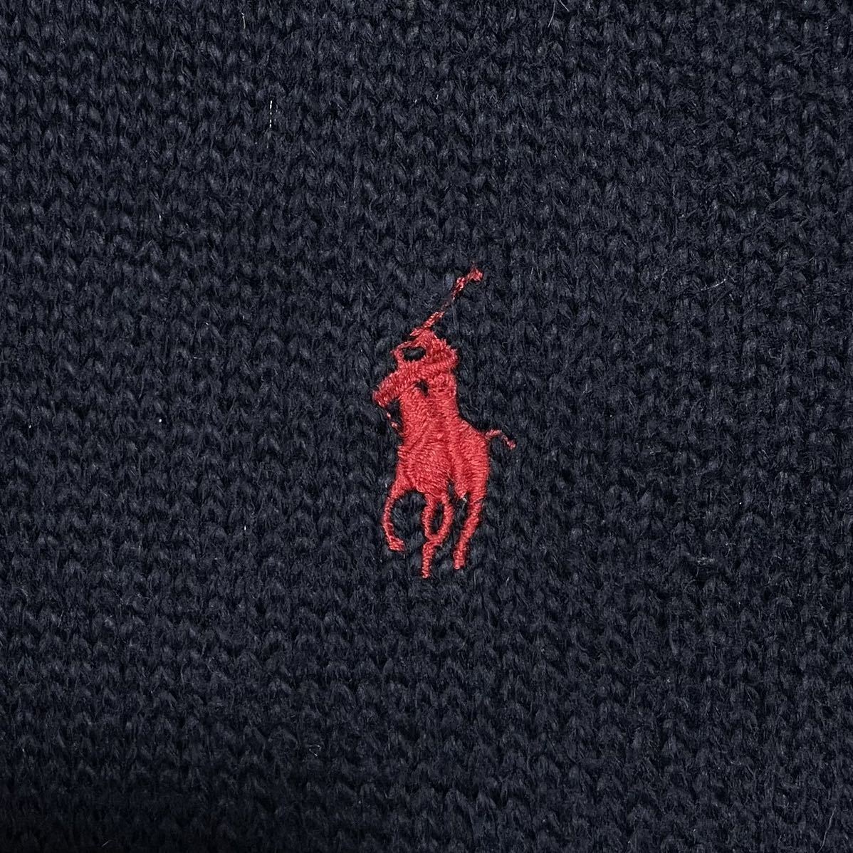 【人気アイテム】Polo by Ralph Lauren ポロバイラルフローレン ハーフジップ コットンニット Lサイズ ネイビー レッドポニー 23-15