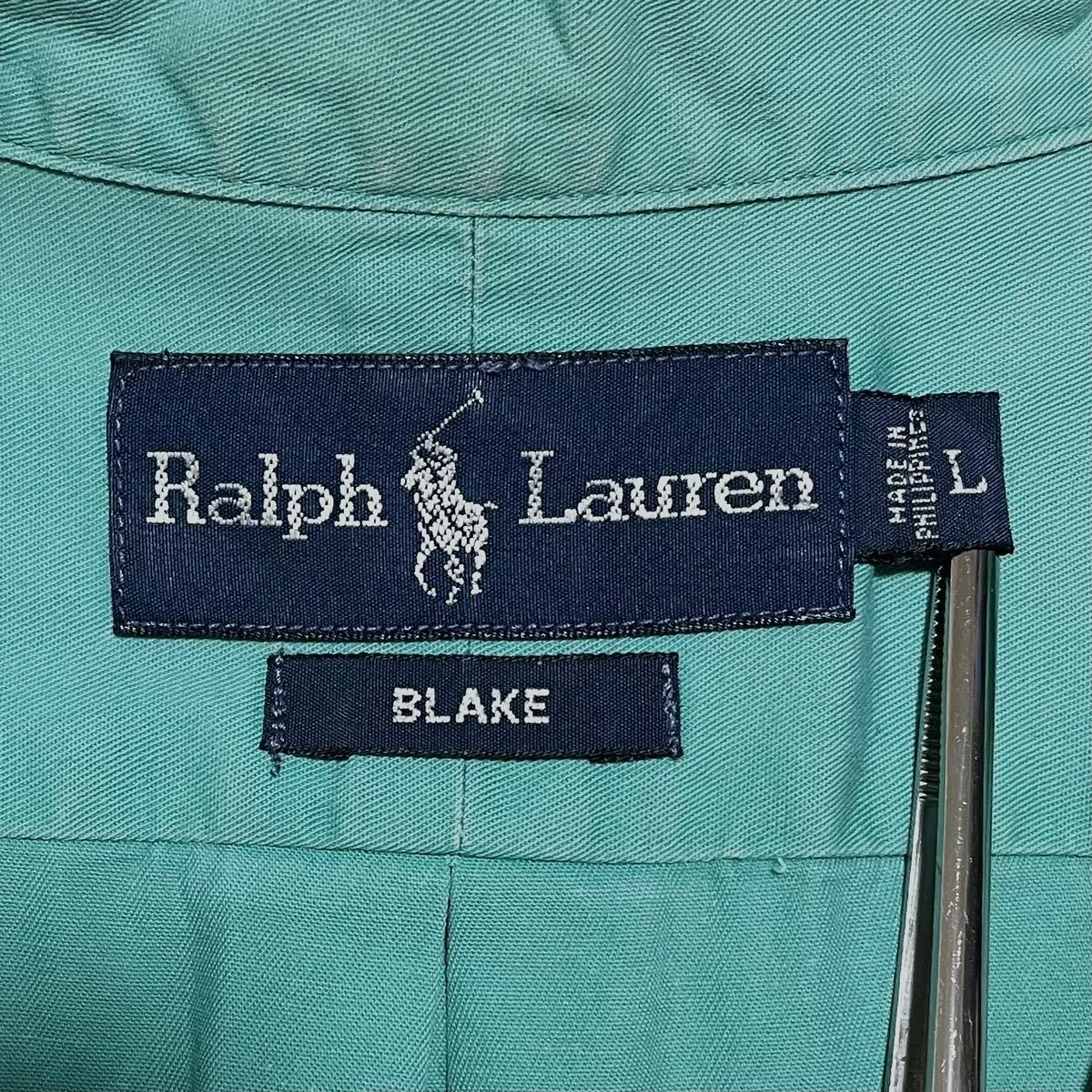 【人気カラー】Ralph Lauren ラルフローレン 長袖 BDシャツ ボタンダウンシャツ Lサイズ ターコイズブルー 刺繍ポニー 23-28