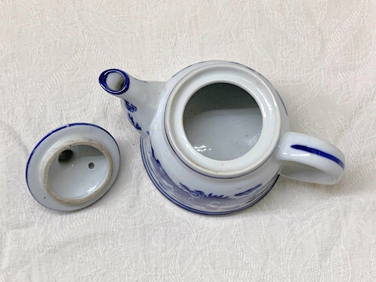11455/中国磁器 ポット 急須 雲龍紋 中国刺繍敷物付(アイリン) 茶器 煎茶器の画像5