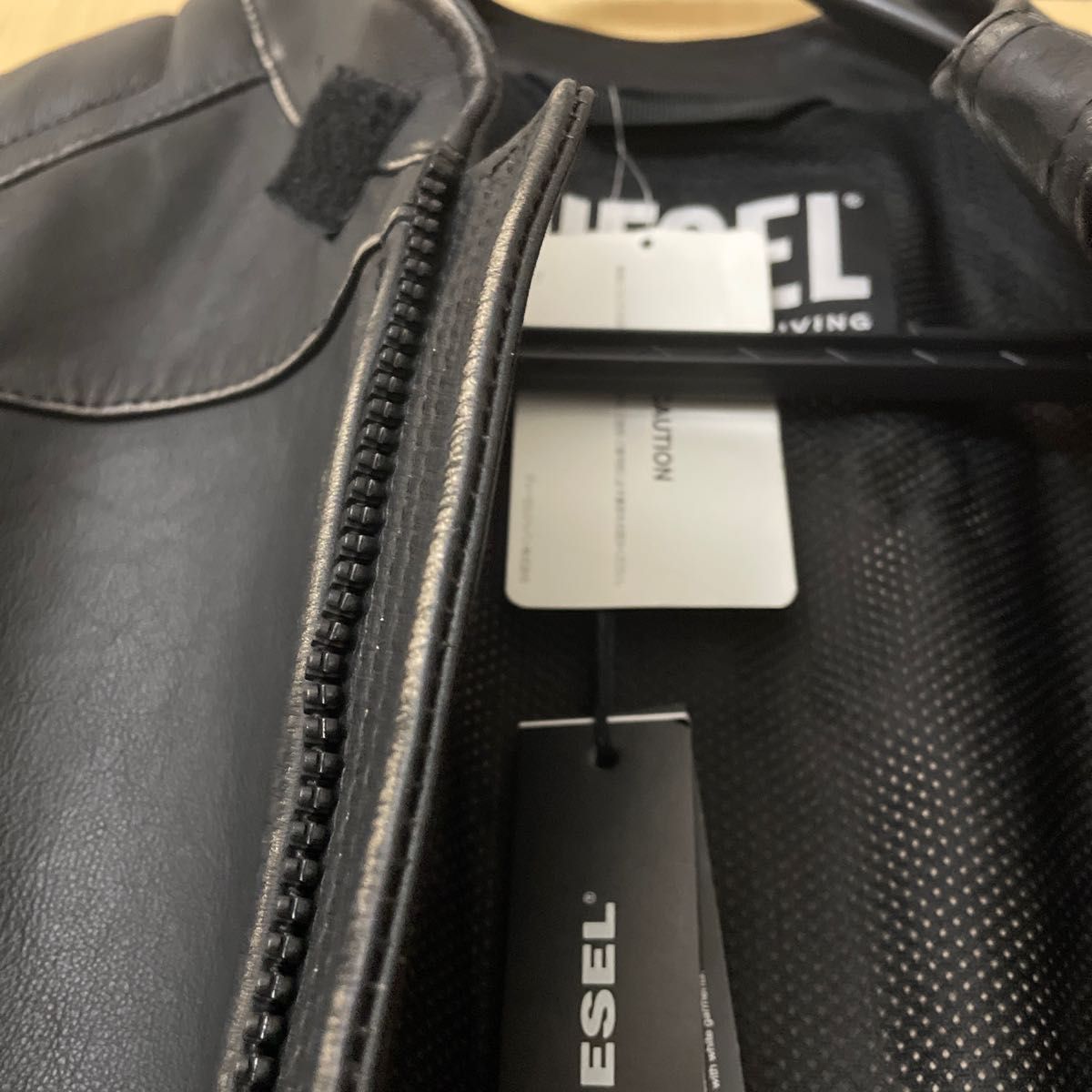 【新品未使用】 DIESEL 蛇腹 バイカー ライダースジャケット シングル L黒