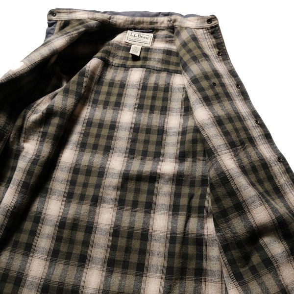 90's 00's L.L.Bean LLビーン ネルライナー コットン ダックシャツ (L) 紺灰系 90年代 00年代 旧タグ オールド Y2K ハリケーンクロスシャツ