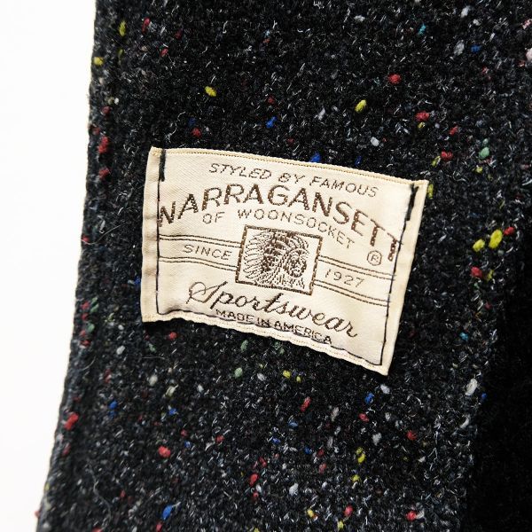 50's USA製 NARRAGANSETT カラーネップ入り ギャングコート (42) 墨黒 裏ボア ロカビリー 50年代 アメリカ製 ビンテージ ユニオンチケット_画像7