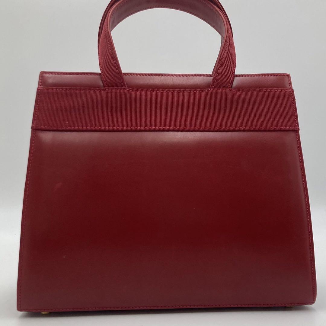 サルヴァトーレフェラガモ Salvatore Ferragamo 2way ハンドバッグ ショルダーバッグ ヴァラリボン 赤 レッド 本革 レザー ゴールド金具_画像2