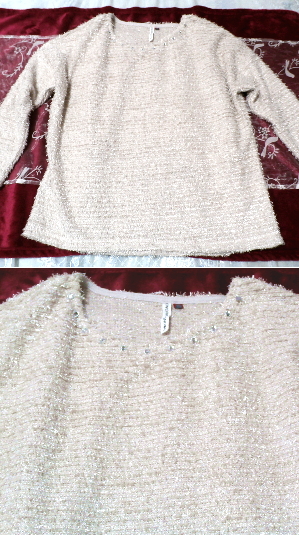 淡い薄ピンク色ダイヤ風宝飾付き/セーター/ニット/トップス Light thin pink/sweater/knit/tops