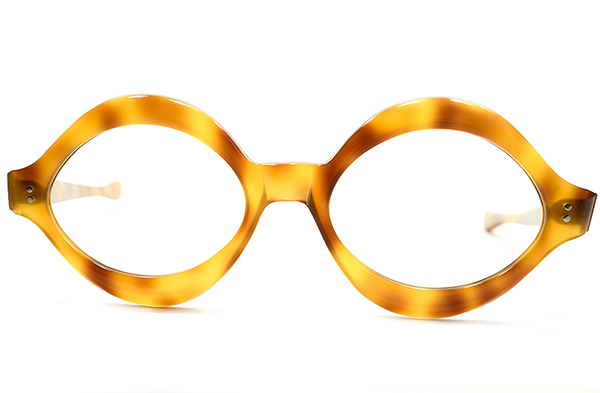 PIERRE CARDIN傑作トリビュート作品 1960sフランス製LIP SHAPE唇型ラウンドフレーム美色AMBER丸眼鏡A4694 ヴィンテージFRAME FRANCEメガネ_画像1