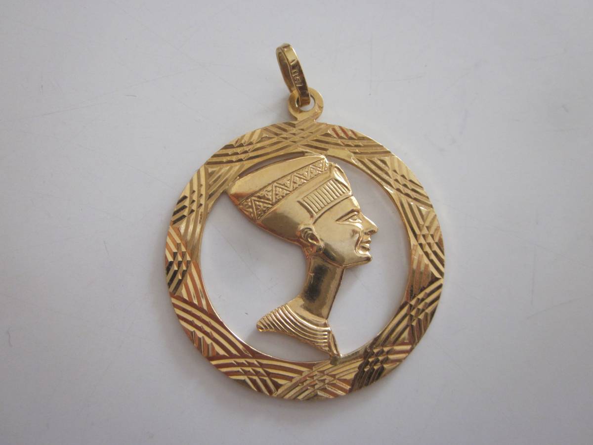  原文:サウジアラビア　古代エジプト　ネフェルティティ　750刻印　K18　チャーム　ペンダントトップ　王妃　Nefertiti　