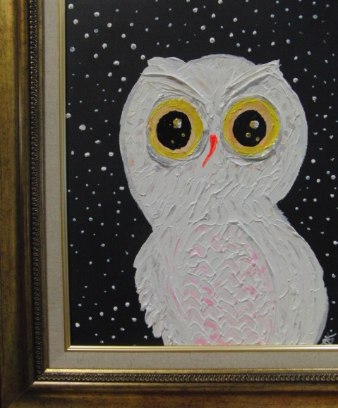 { country beautiful .}TOMOYUKI*..,[ white owl * snow ], oil painting .,F6 number :40,9×31,8cm, oil painting, new goods high class oil painting amount attaching, one point thing, autograph autograph * genuine work with guarantee 