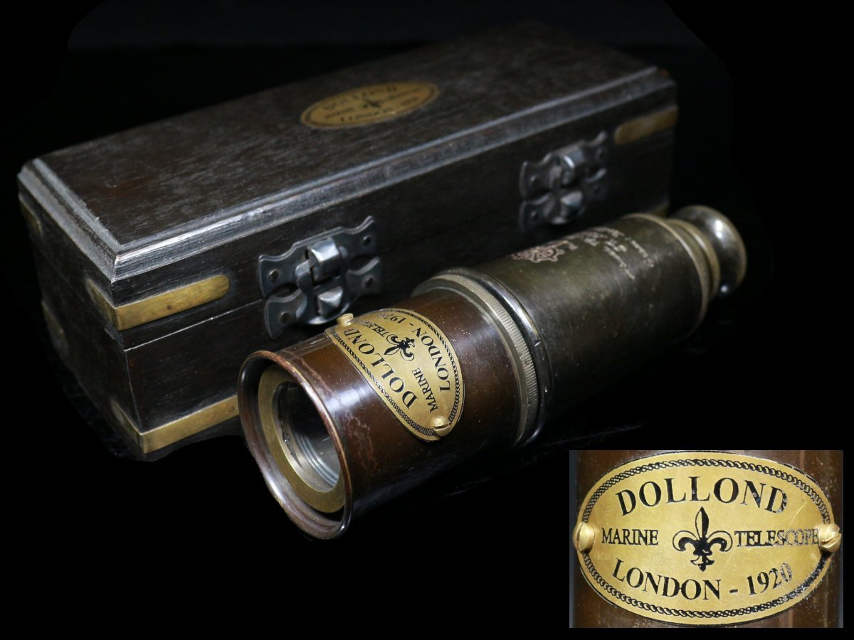 ◆アンティーク航海望遠鏡・DOLLOND LONDON・1920・MARINE TELESCPE・木箱付◆aa339_画像1