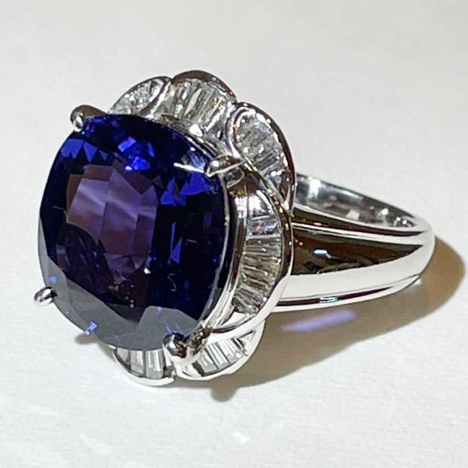 ☆Pt900 タンザナイト10.16ct&ダイヤ付きリング 鑑別書☆-