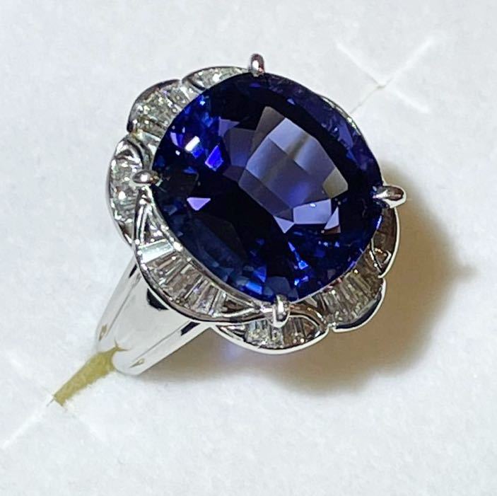 ☆Pt900 タンザナイト10.16ct&ダイヤ付きリング 鑑別書☆-