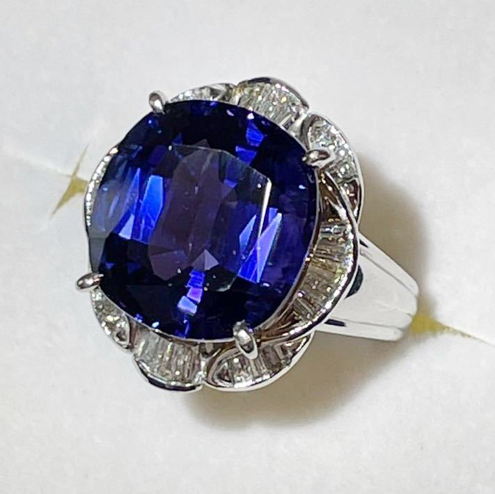 ☆Pt900 タンザナイト10.16ct&ダイヤ付きリング 鑑別書☆-