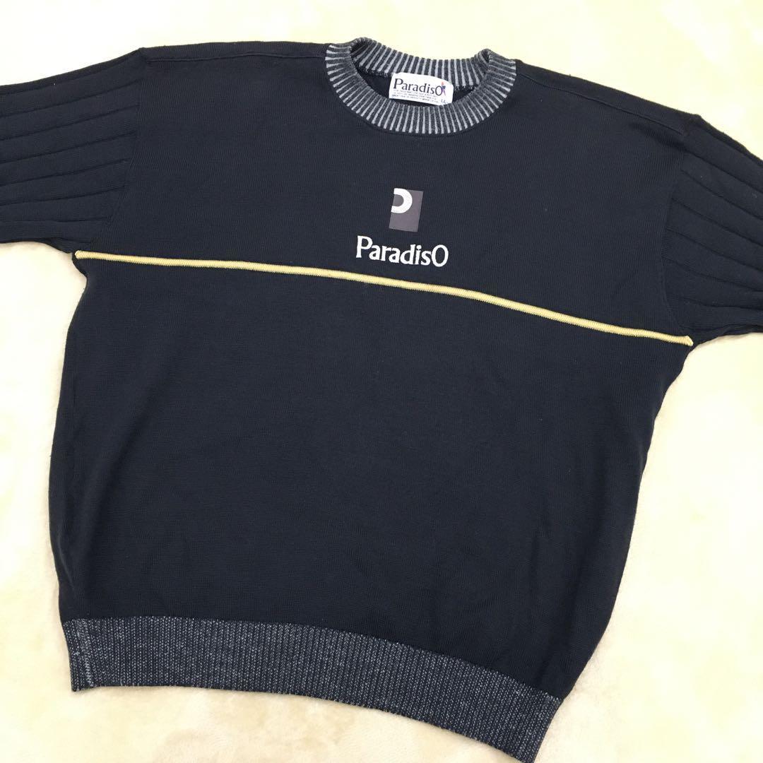 Paradiso パラディーゾ ゴルフウェア スポーツ ニットセーター 丸首 長袖 刺繍ロゴ ウール メンズ 大きいサイズ LL ブリヂストンスポーツ
