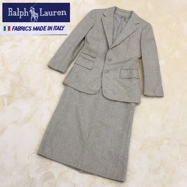 Ralph Lauren ラルフローレン セットアップ イタリア製生地 ジャケット スカート シルク ウールブレンド レディース サイズL 東京スタイル