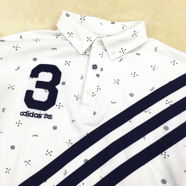 adidas GOLF アディダス ゴルフウェア テーラーメイド スポーツ 長袖ポロシャツ 総柄 刺繍ロゴ パフォーマンス メンズ M ホワイト 白_画像4