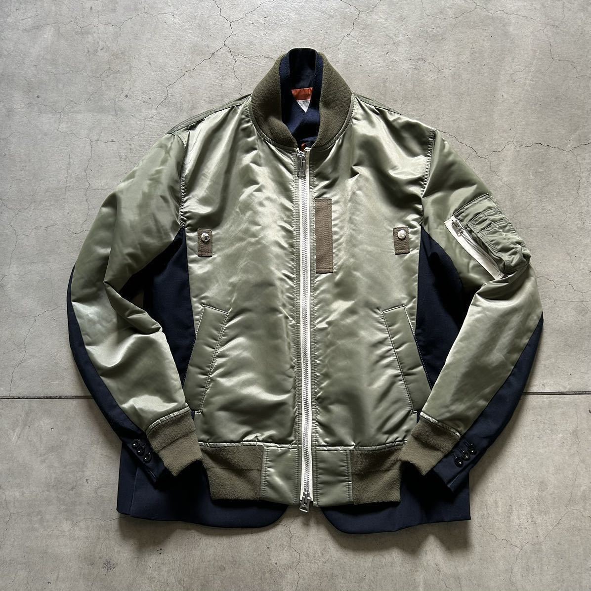 Yahoo!オークション - 21ss Sacai サカイ / MA-1 Suiting Mix Yahoo!オークション - 21ss Sacai サカイ / MA-1 Suiting Mix