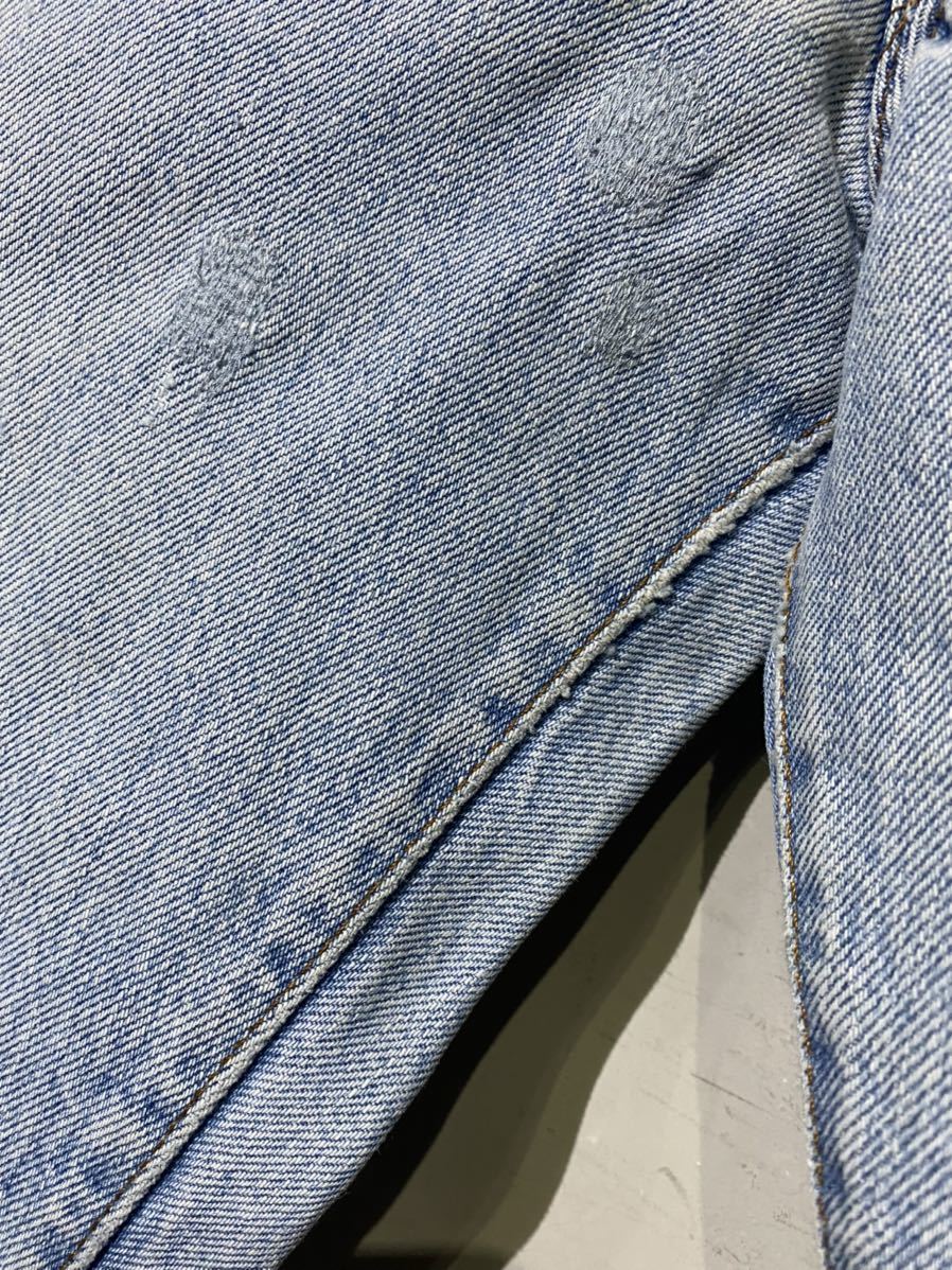 【即決】80s Levi's501 リーバイス 赤耳 赤ミミ インディゴデニムパンツ アイスブルー リペア 内股シングル 黒カン USA アメリカ製古着 W30_画像8