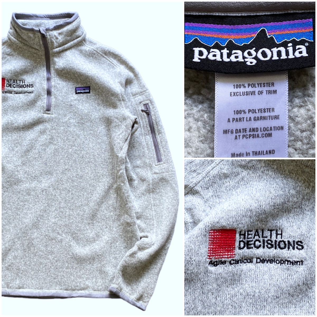 2013年製 patagonia パタゴニア フリース ハーフジップ ベターセーター ナチュラル 霜降りグレー シンチラ スナップT Mサイズ USA企業ロゴ_画像1