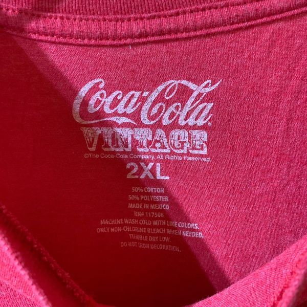 [KWT3242] コカ・コーラ ヴィンテージ 半袖Tシャツ メンズ レッド ２XL ポス_画像6