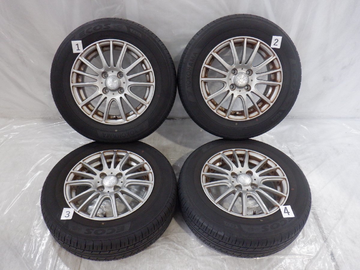 バリ山14インチ 5.5J +42 社外ホイールYokohamaタイヤ4本セット-