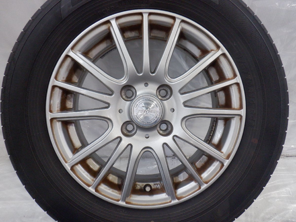 バリ山14インチ 5.5J +42 社外ホイールYokohamaタイヤ4本セット-