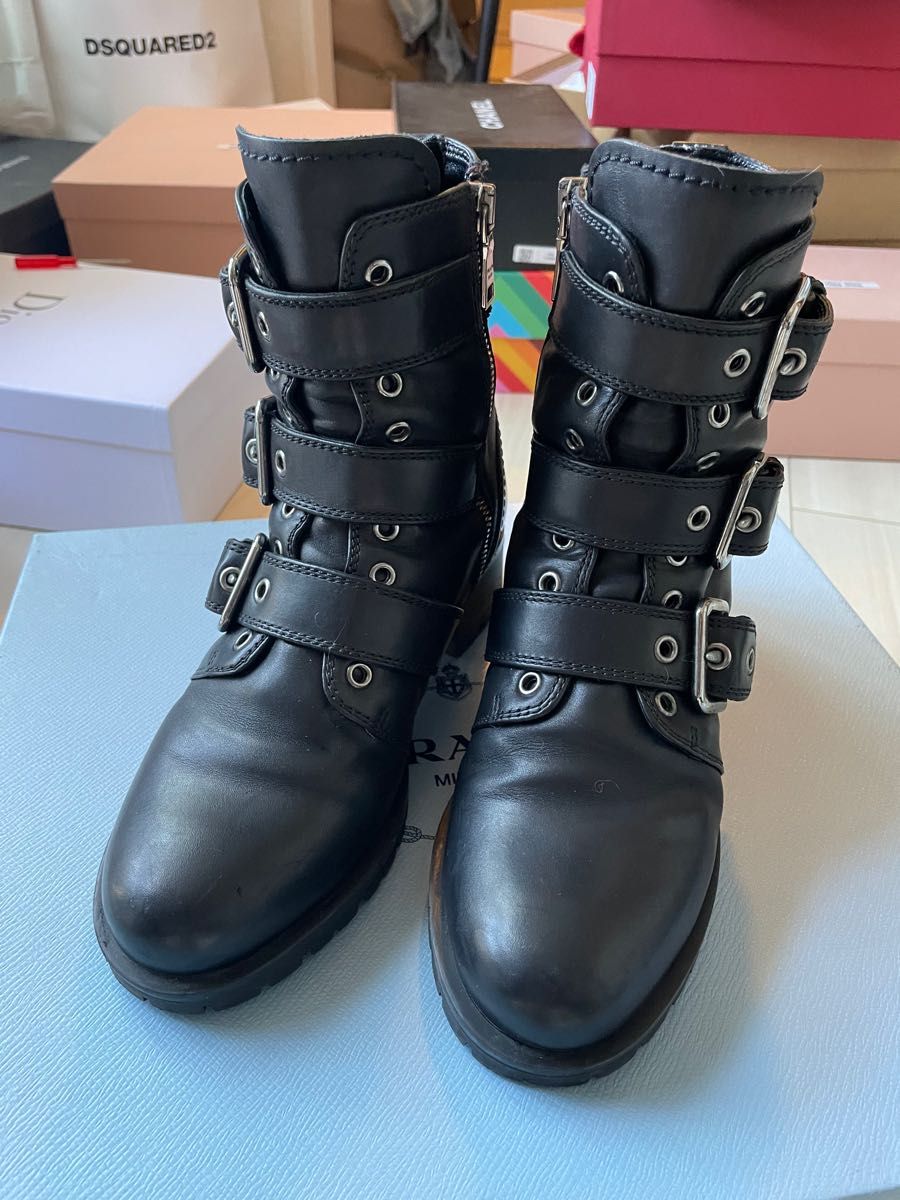 値頃 PRADA ブーツ ショートブーツ PRADA レディース ブラウン プラダ