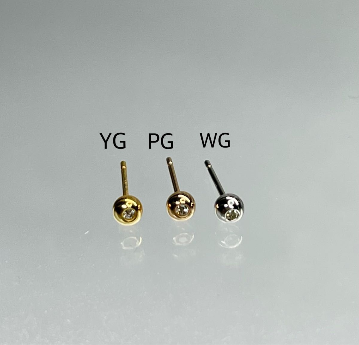 K18PGダイヤモンドピアス　0.01ct×2