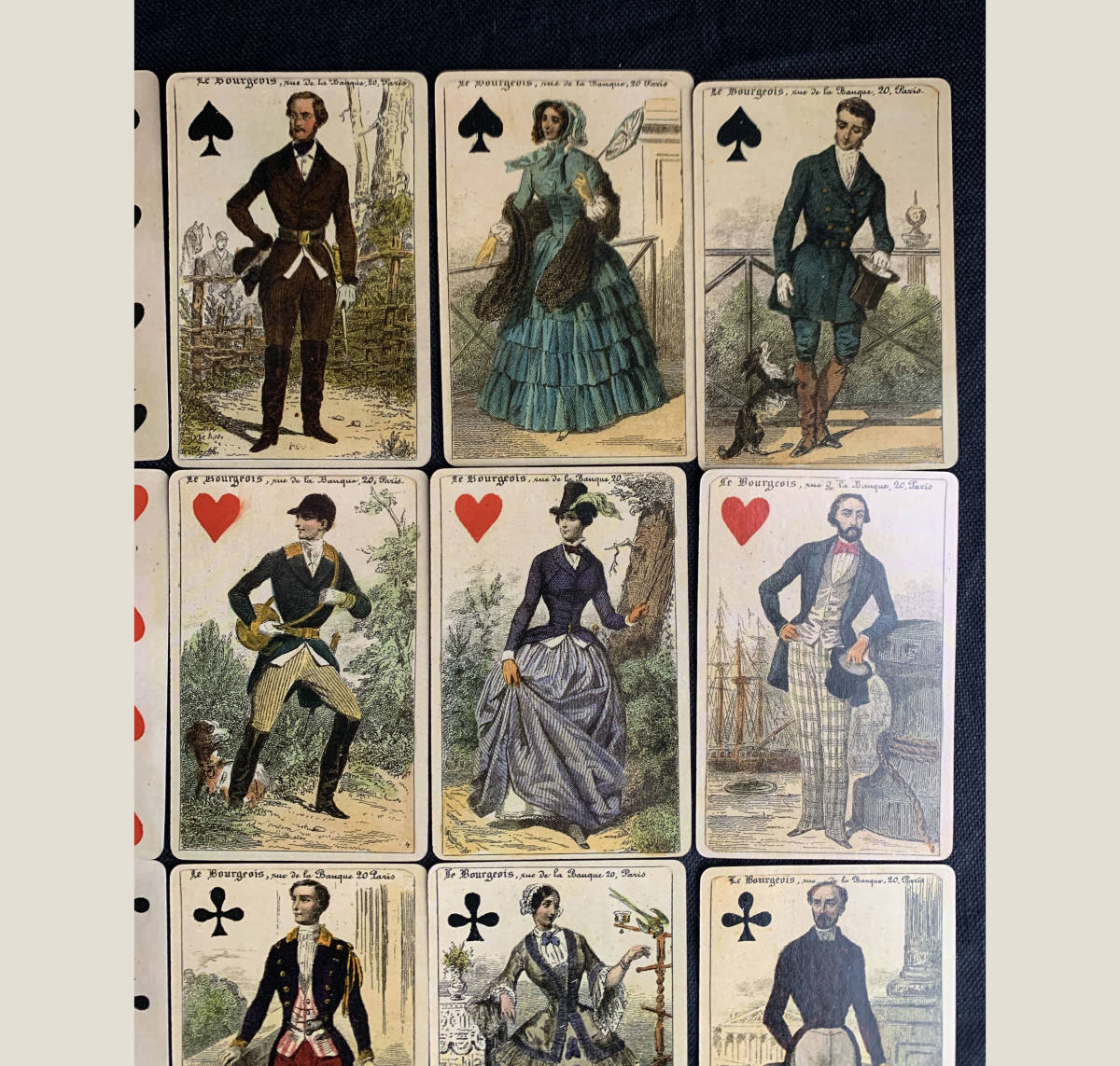 デッドストック フランス 1860年 パリ トランプ デッキ 復刻版 新品 52枚 木版 絵札 西洋カルタ ゲーム おもちゃ 美術 骨董 アンティーク_画像1