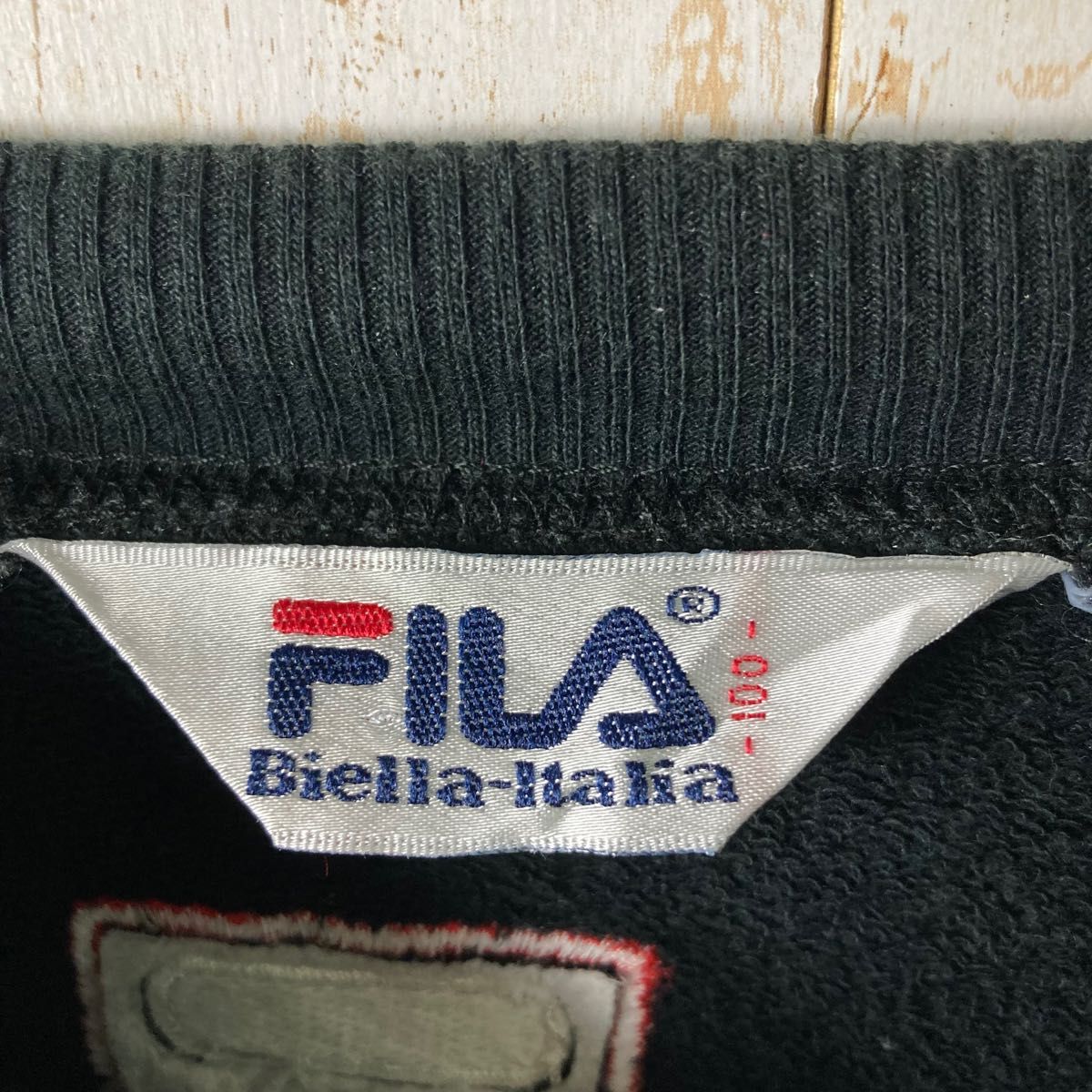 FILA フィラ 刺繍 ビッグロゴ スウェット ブラック アメリカ古着US古着