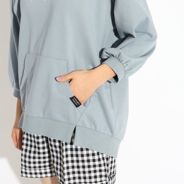  new goods PINK-latte with a hood tunic 7 minute sleeve tops charcoal gray (014) 16 (160cm) regular price 2189 jpy 