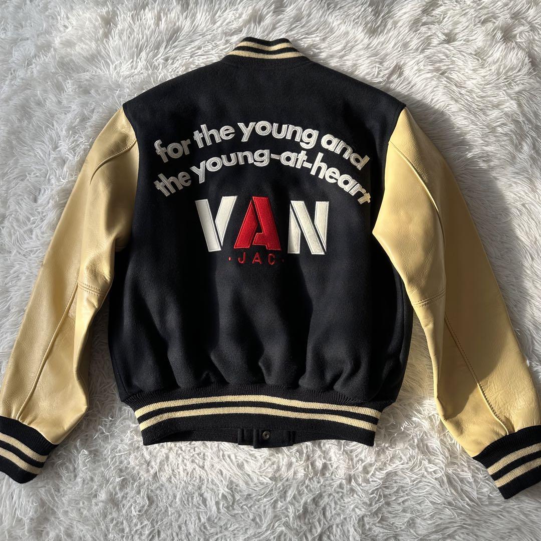 業務用 VAN JACKET スタジャン 袖レザー ネイビー M メンズ