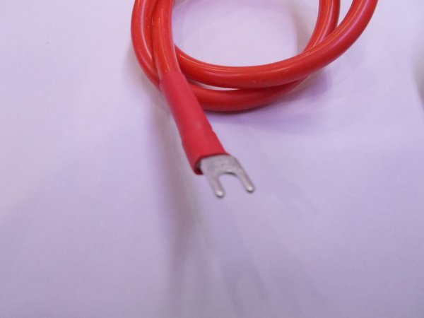 スポット溶接 自作パーツ 電源取り出し用 高電流 純銅線 10AWG 5.5sq 5.26mm2 柔らかい銅線 接続端子付き 50cm×2本 在庫有 即納可能_画像5