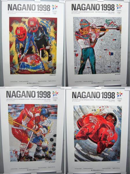 直送商品 公式ライセンス 1998 絹谷幸二 ポスター B1 長野オリンピック