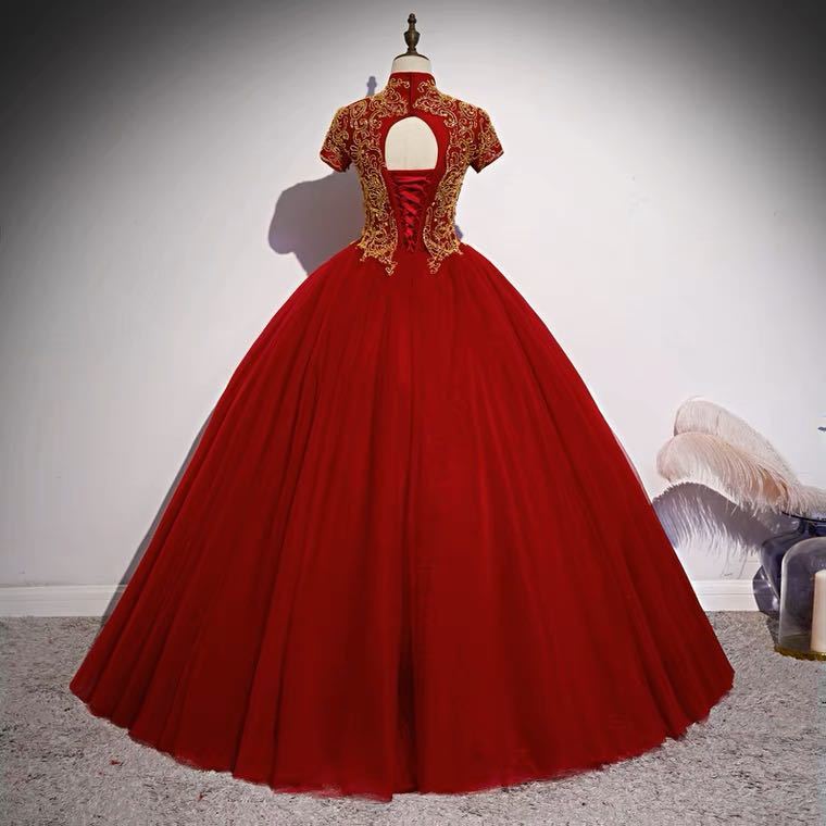  size order free * party dress * sleeve type * pannier & accessory small articles attached color dress piano red long dress presentation musical performance .