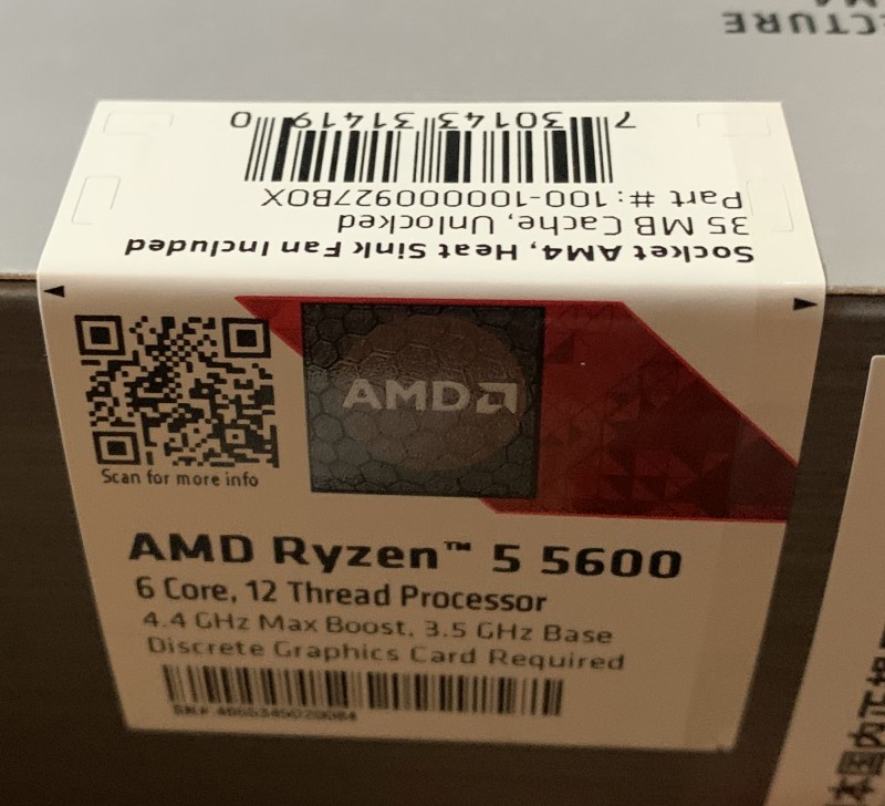 【未開封新品】AMD Ryzen5 5600 国内正規品 CPU With Wraith Stealth Cooler 【送料無料】の画像6