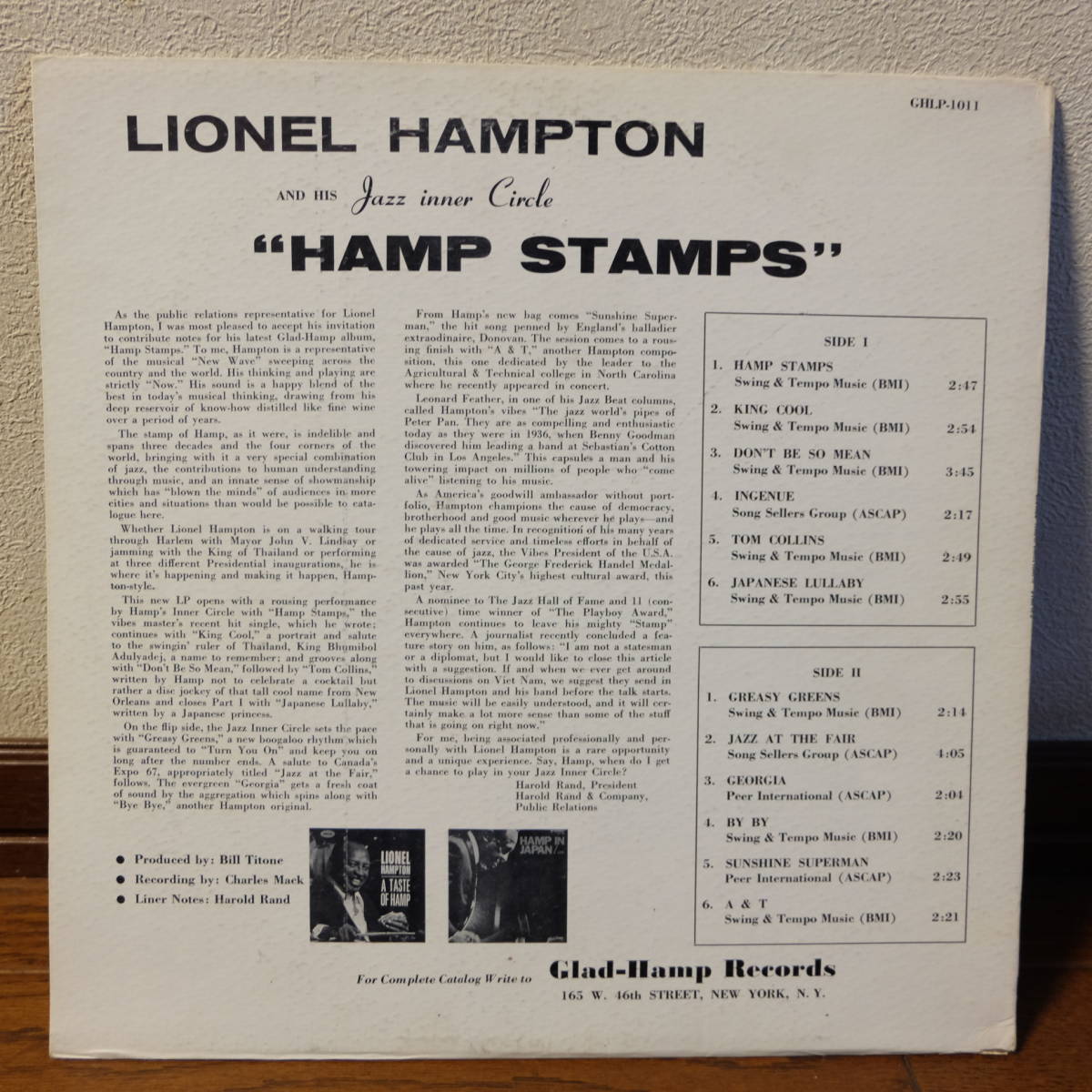 Glad-Hamp【 GHLP-1011 : Hamp Stamps 】DG / Lionel Hampton and His Jazz Inner Circle_画像2