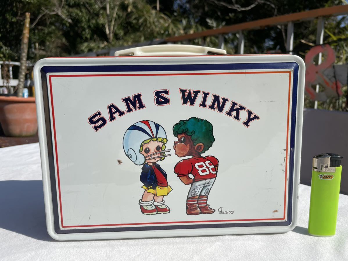 ●ビンテージ/1980s/SAM &WINKY/ランチボックス/ブリキ缶/昭和レトロ/レトロファンシー/レトロポップ●