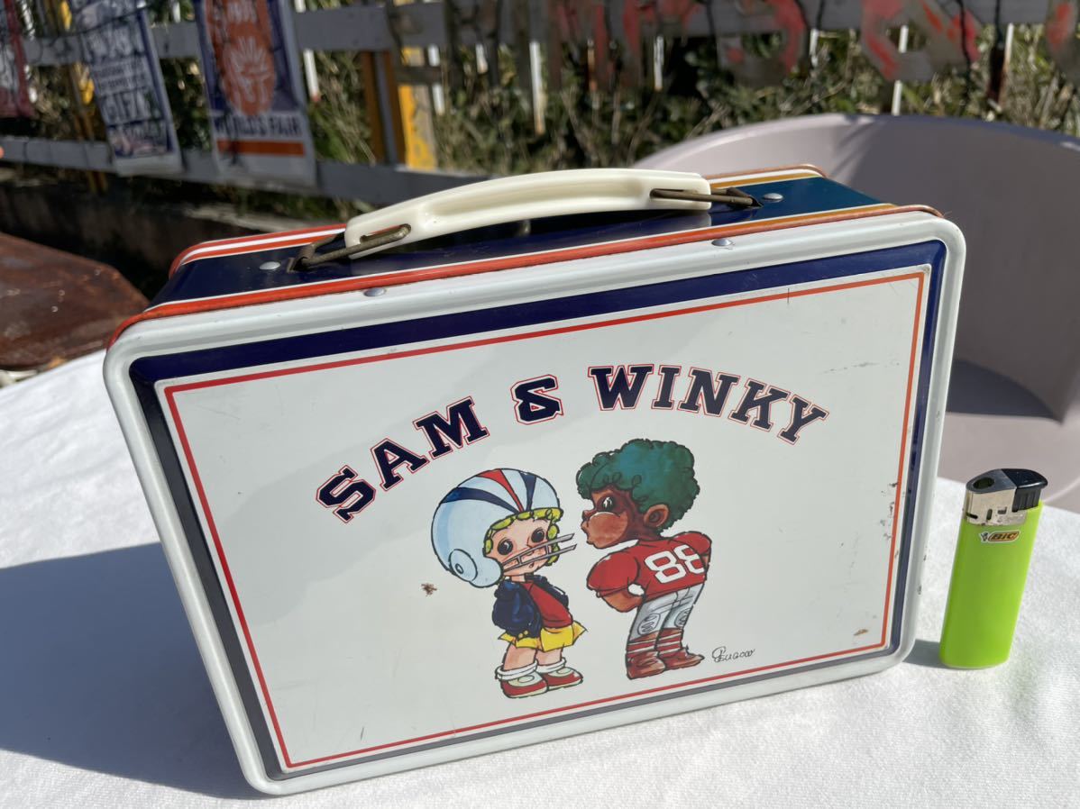 ●ビンテージ/1980s/SAM &WINKY/ランチボックス/ブリキ缶/昭和レトロ/レトロファンシー/レトロポップ●