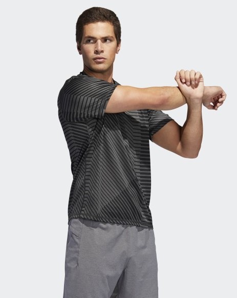 (新品) アディダス adidas 半袖機能Tシャツ M4T STRONG キカガクグラフィックヘザーTシャツ Sサイズ 黒 ブラック グレー トレーニング_画像4
