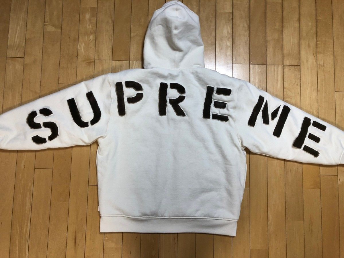 Supreme Faux Fur Lined Zip Up Hooded Sweatshirt　L