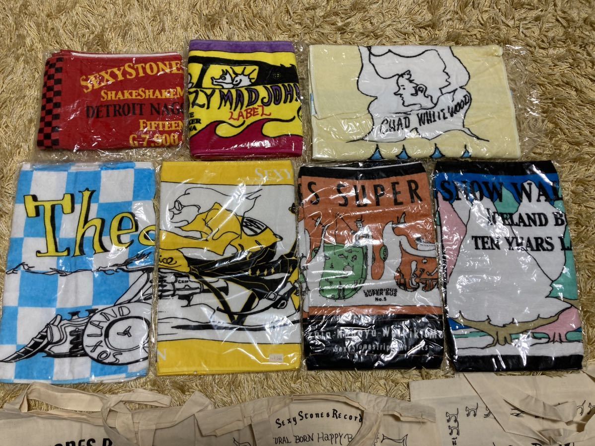 【デッドストックグッズ】 浅井健一 イラスト タオル 7枚+バッグ4枚 JUDE PONTIACS sherbets blankey jet city ブランキー BJC ベンジー_画像2