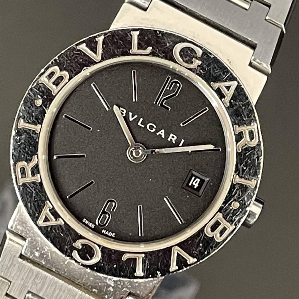 【豪華】ブルガリ BVLGARI BB26SS ブラック 黒文字盤 レディース腕時計 クオーツ 付属品有 シルバー 保証書付 動作良好 送料無料