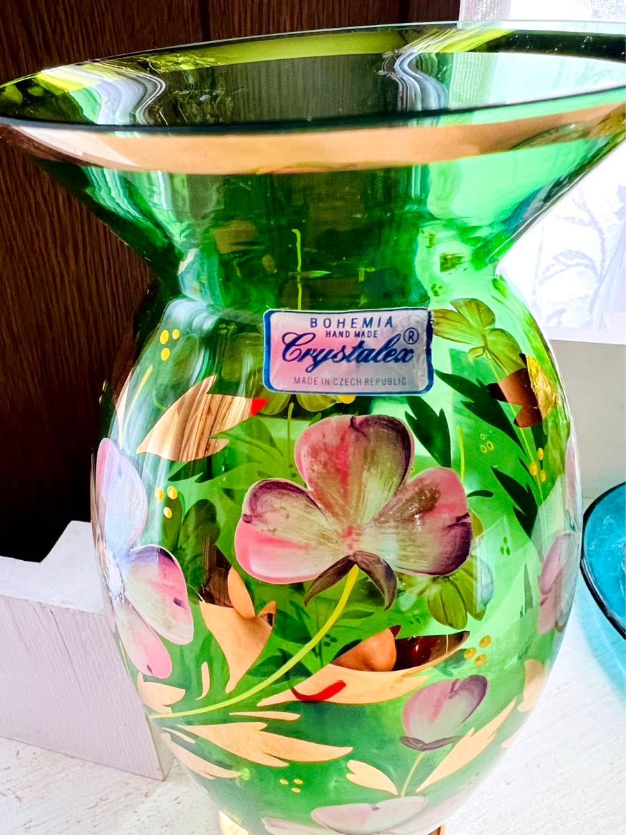 ボヘミアガラス カリクリスタルガラス 花瓶 made in Czechoslovakia