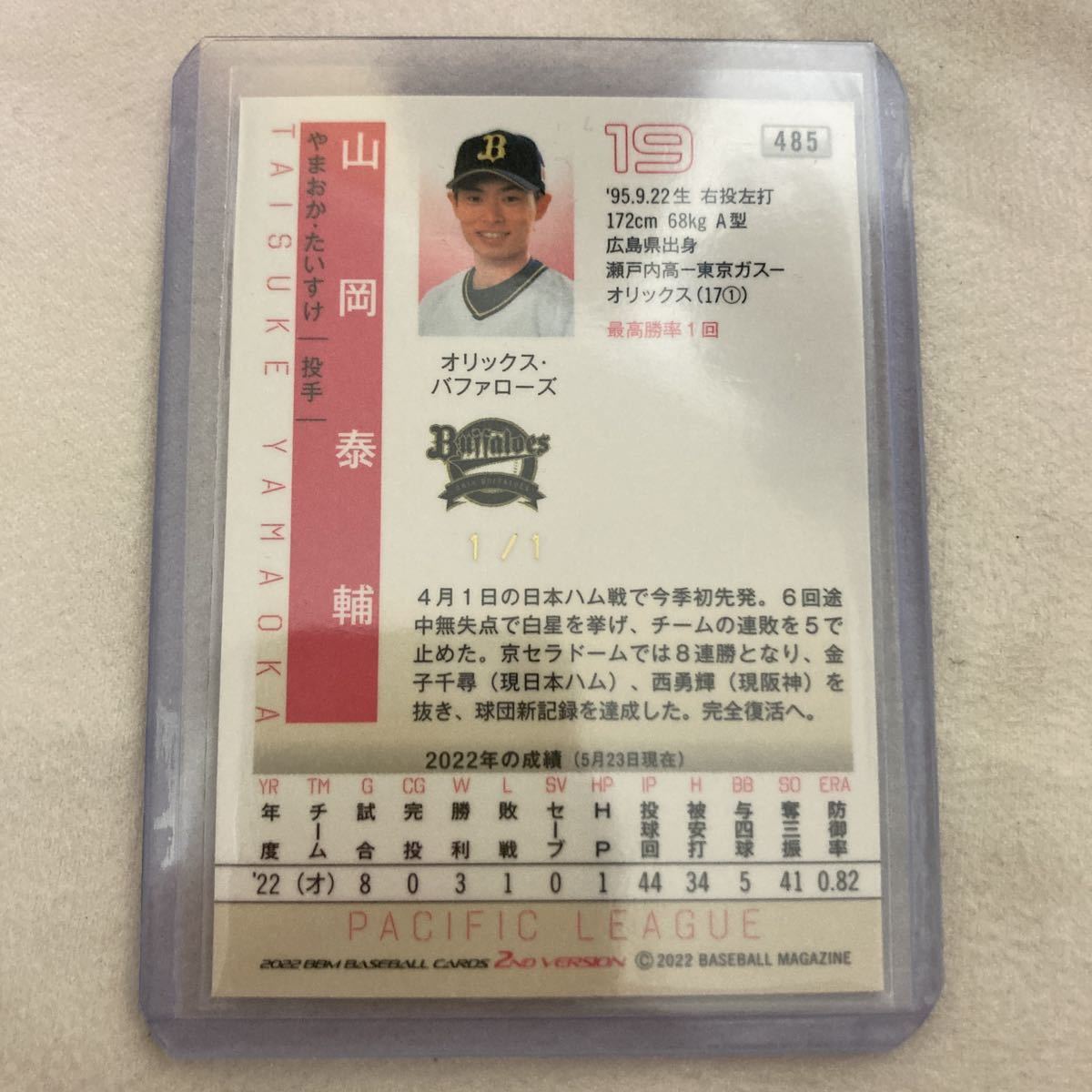 OUTLET 包装 即日発送 代引無料 BBMカード 中村奨成 1of1 スカイブルー
