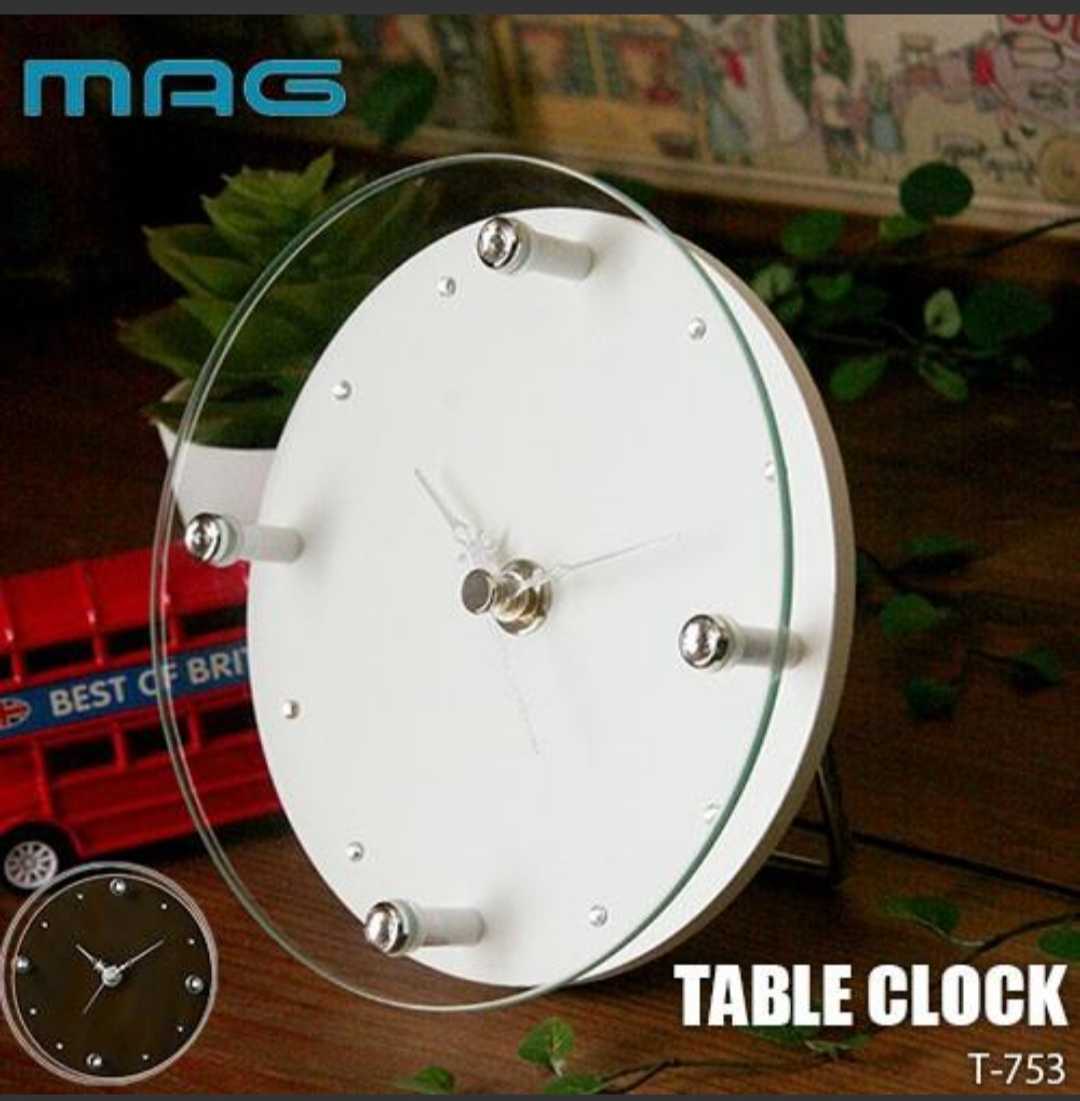 新品 MAG マグ(NOA精密) 置時計 T-753 卓上時計 卓上クロック テーブルクロック 置掛兼用 連続秒針 ラインストーン _画像8