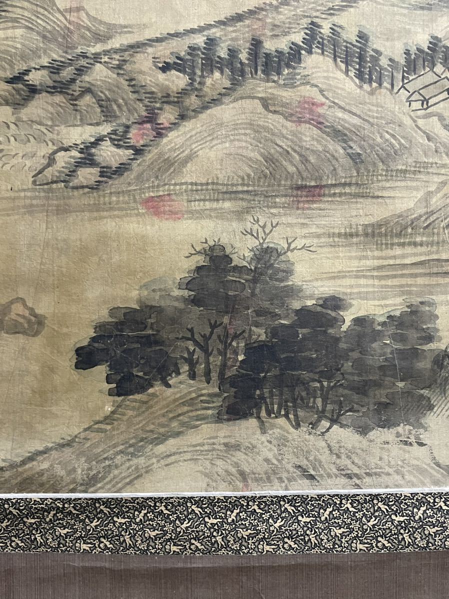 B-332掛軸 絹本肉筆 中国絵画 中国美術【馬家桐】設色山水 時代物