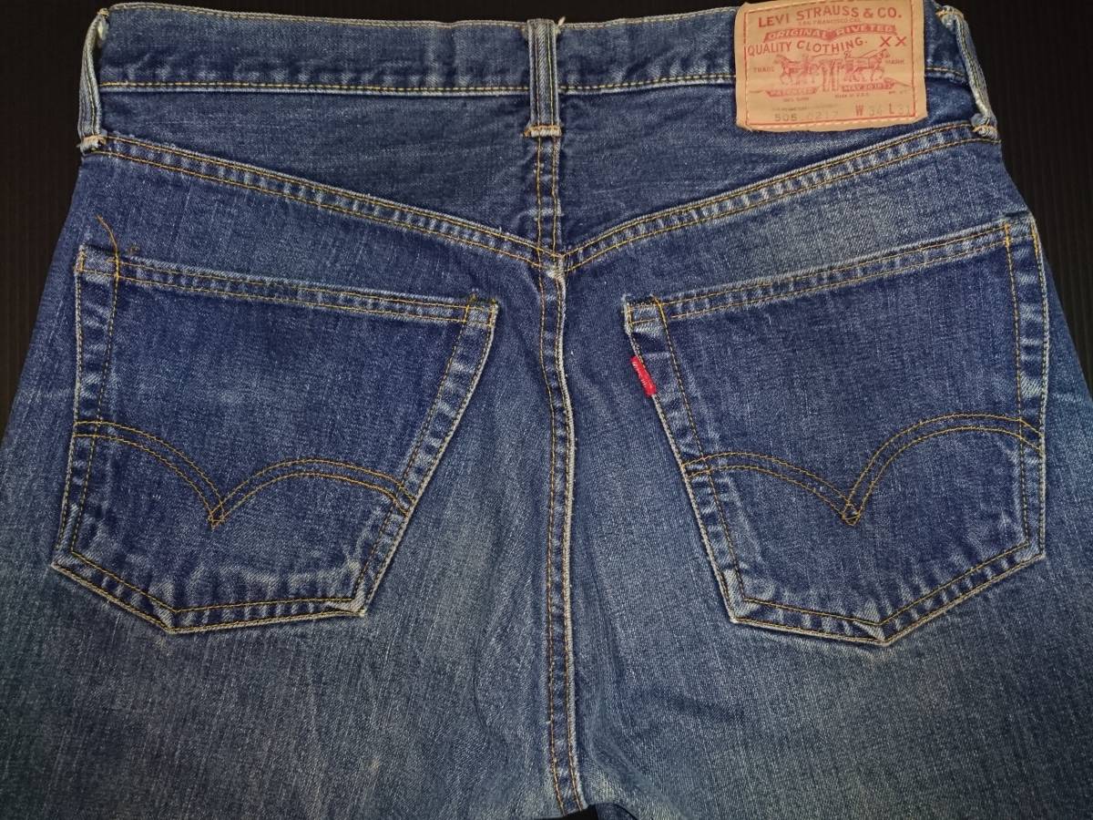 とても LEVI'S 505 BIGE 耳付(片耳) 濃紺 60s 赤耳 ボタン裏8 W34 L31