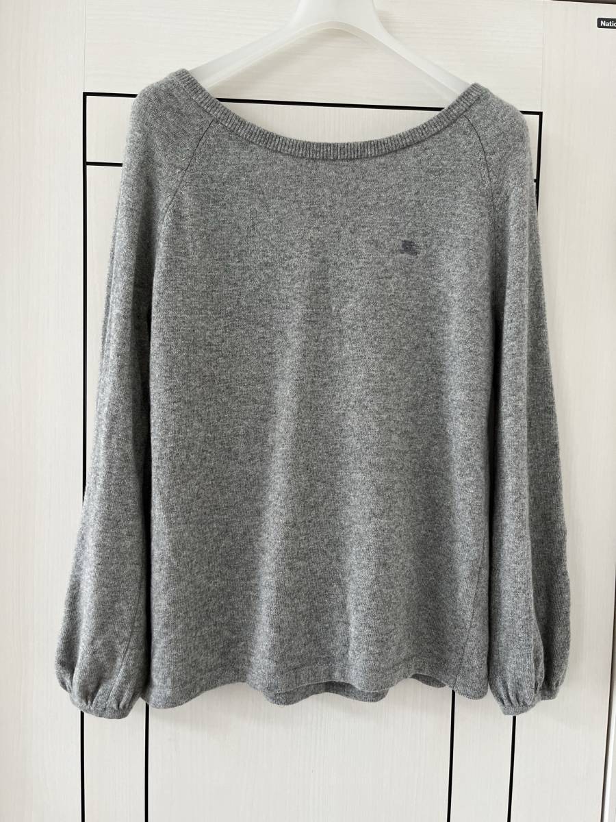 全商品オープニング価格! BURBERRY 美品 後ろリボン ラメ混 グレー