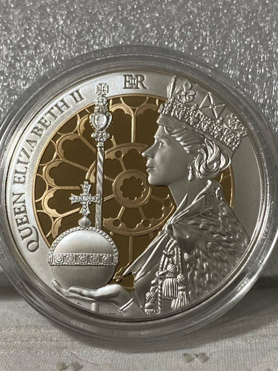 2023　トケラウ　エリザベス女王　戴冠式　70周年記念　ローズゴールドメッキ　1オンス　銀貨　コイン　コロネーション_画像3