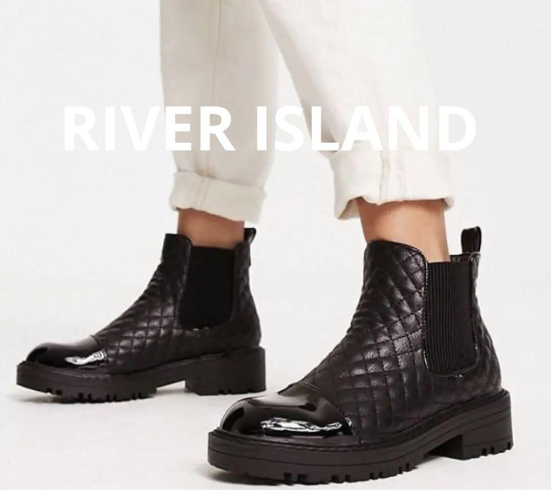 RIVER ISLAND リバーアイランド キルティング サイドゴア ブーツ