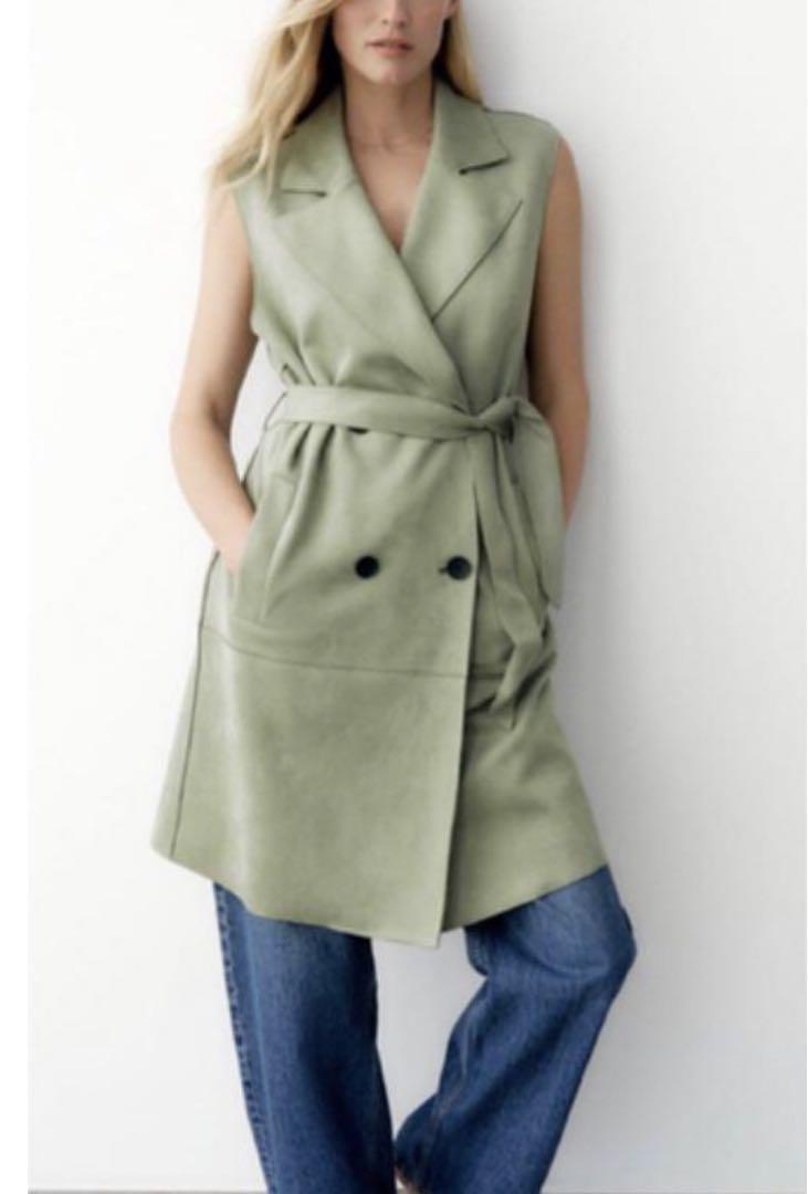 ZARA スエード ジレ グリーン | www.couros.com.pe